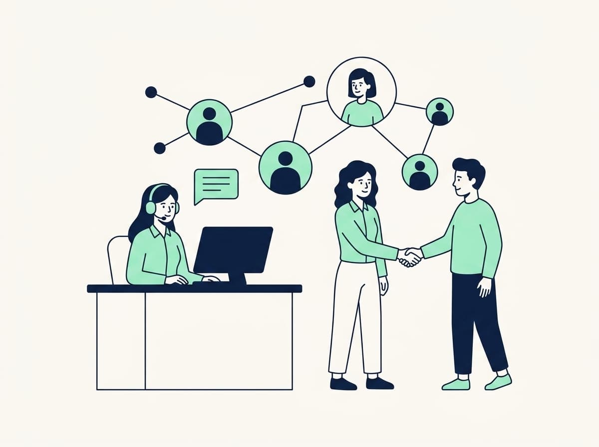Illustration of a 247Market support agent ready to help buyers and sellers get in touch